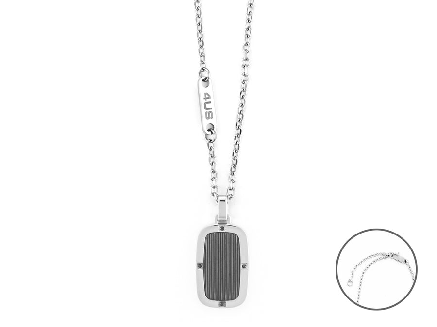 Collana uomo 4US Cesare Paciotti STEEL/PVD NERO TARGA ZIRCONI NERI 4UCL6126
