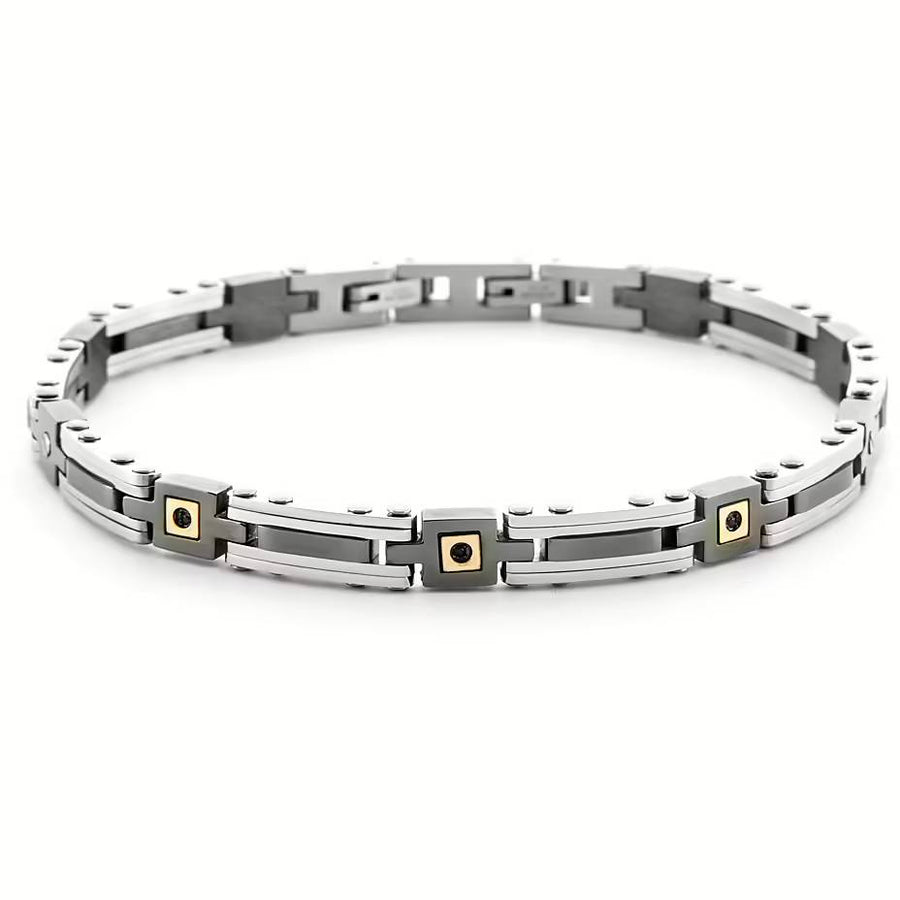 Bracciale uomo 4Us Cesare Paciotti in acciaio e oro 18 Kt 4UBR6955