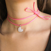 Collana donna Rue des Mille con choker rosa e cuore oversize in argento GR-018 M1 CUO