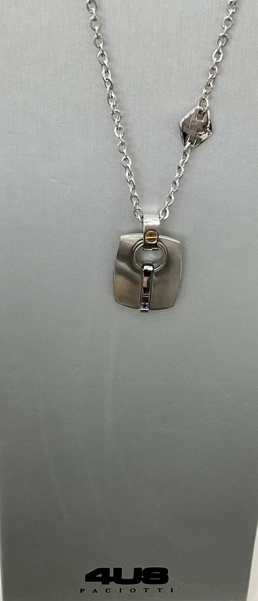 Collana uomo 4Us Cesare Paciotti in acciaio e oro e zaffiro 4UCL8817
