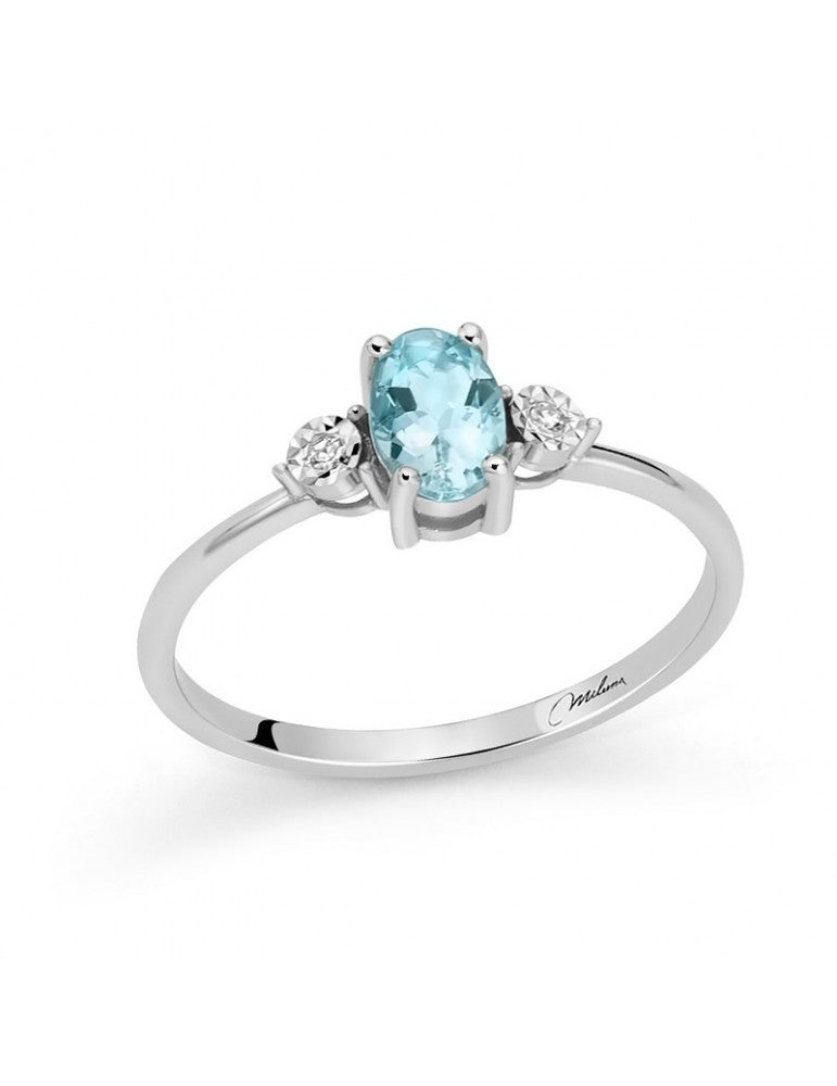Anello donna Miluna in oro 18Kt con Diamanti e Acquamarina LID3925
