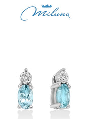 Orecchini donna Miluna in oro bianco 18 Kt Diamanti e Acquemarine ERD3002