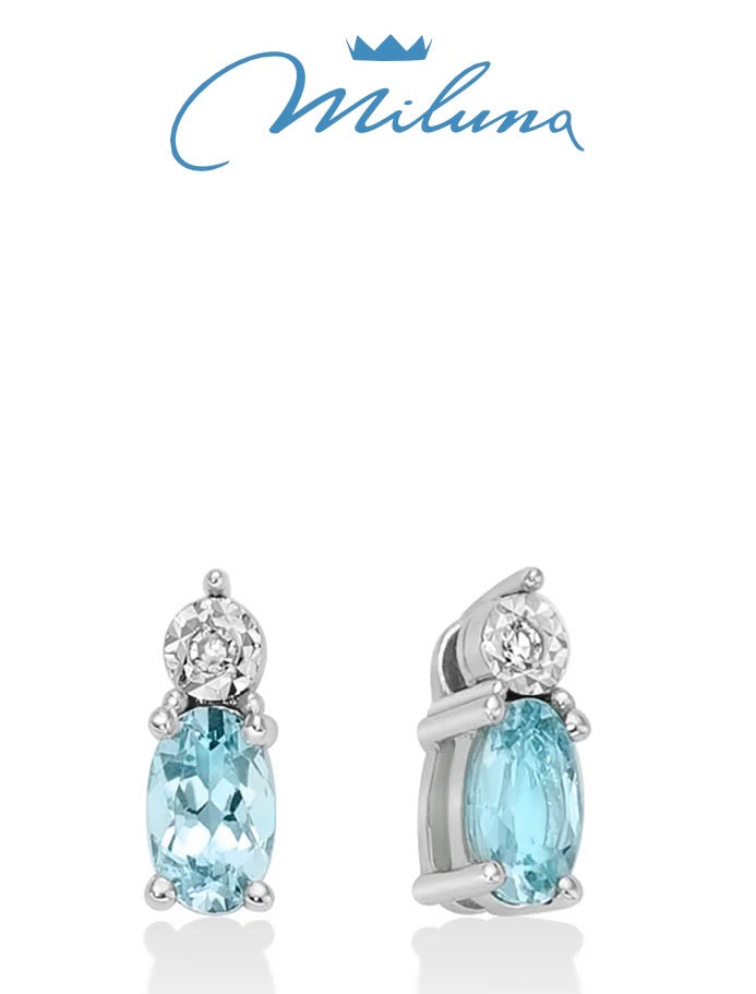 Orecchini donna Miluna in oro bianco 18 Kt Diamanti e Acquemarine ERD3002