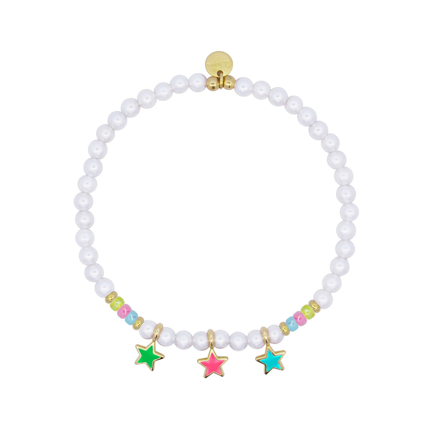 Bracciale donna Rue des Mille in argento 925 e perle con 3 stelle BR-023 3STE PE AU
