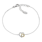 Bracciale donna Amen in argento 925 Due Cuori BRHBHGBZ