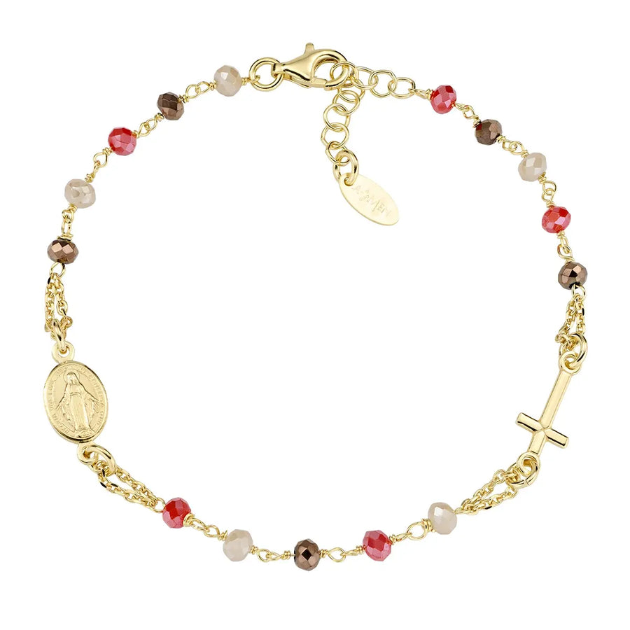 Bracciale AMEN Rosario Dorato con Cristalli Multicolor