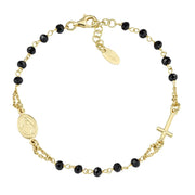 Bracciale AMEN Rosario Dorato con Cristalli Neri
