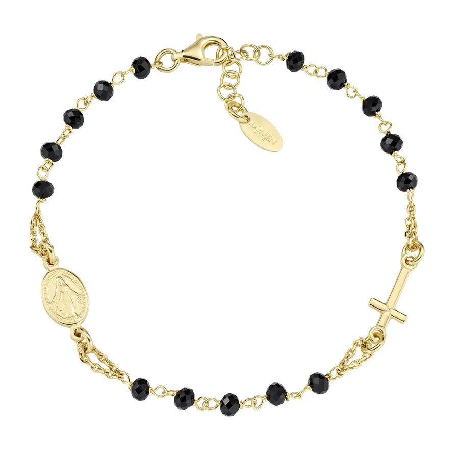 Bracciale AMEN Rosario Dorato con Cristalli Neri