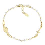 Bracciale AMEN Rosario Dorato con Perle di Cristallo