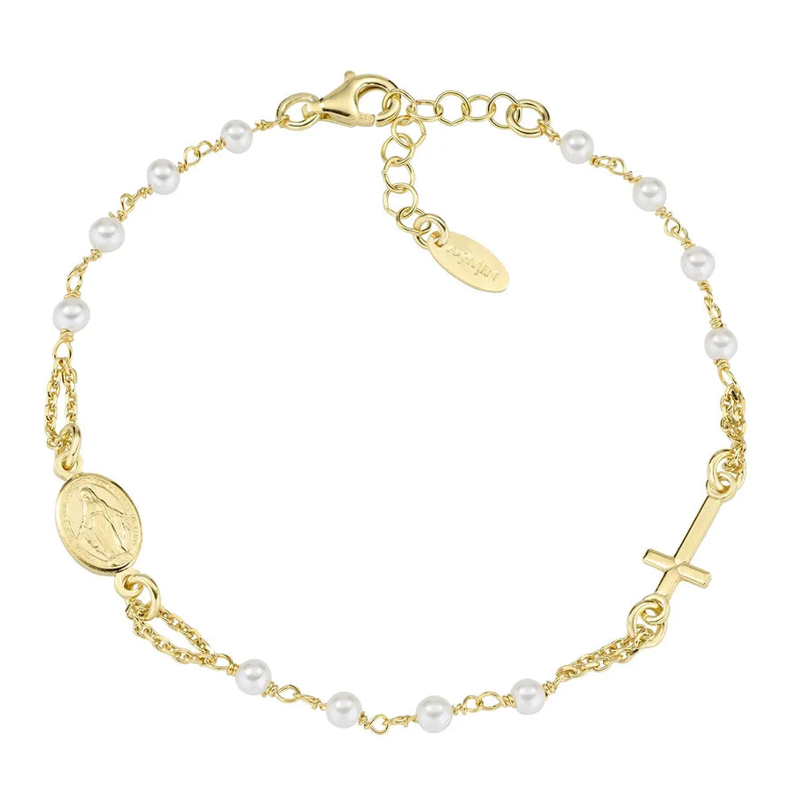 Bracciale AMEN Rosario Dorato con Perle di Cristallo