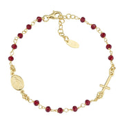 Bracciale AMEN Rosario Dorato con Cristalli Rossi