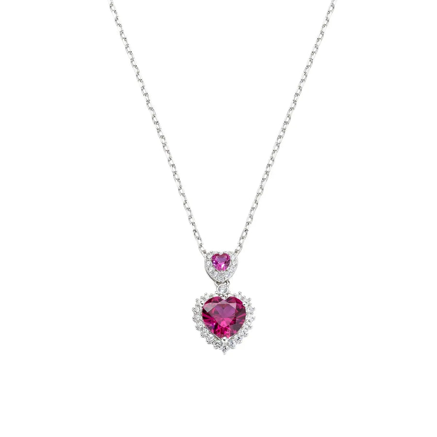 Collana donna Amen in Argento 925 Due Cuori Rossi CLHGHPBR