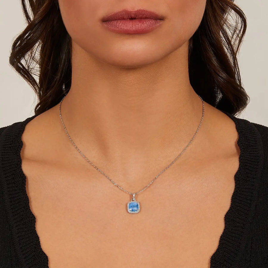 Collana AMEN  Lady con Zircone Acquamarina Taglio Radiant