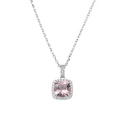 Collana  AMEN Lady Con Morganite Taglio Radiant e Zirconi Bianchi