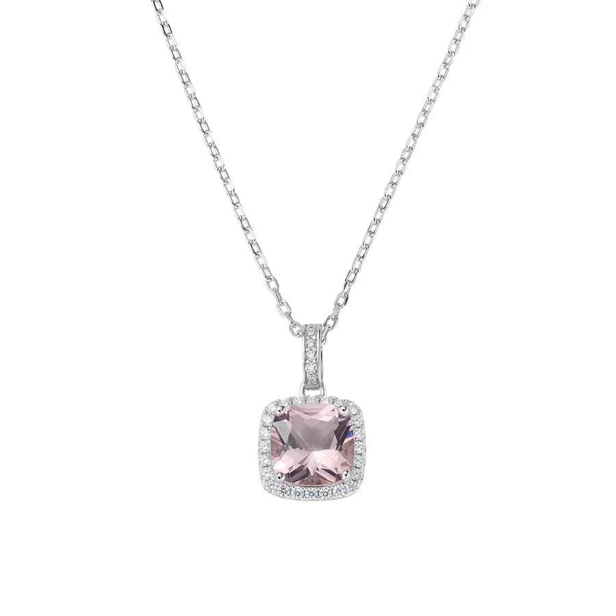 Collana  AMEN Lady Con Morganite Taglio Radiant e Zirconi Bianchi