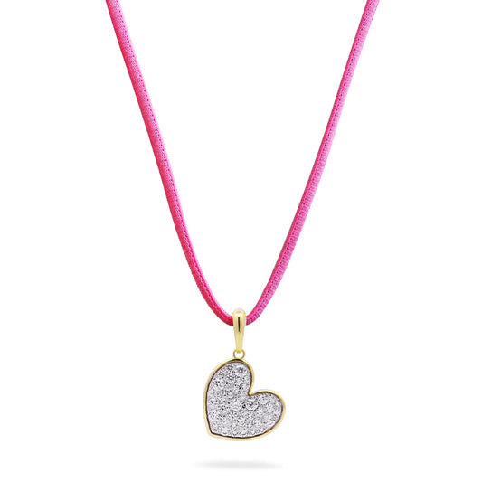 Collana donna Rue des Mille con choker rosa e cuore oversize in argento GR-018 M1 CUO
