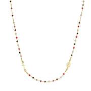 Rosario AMEN Girocollo Dorato con Cristalli Multicolor