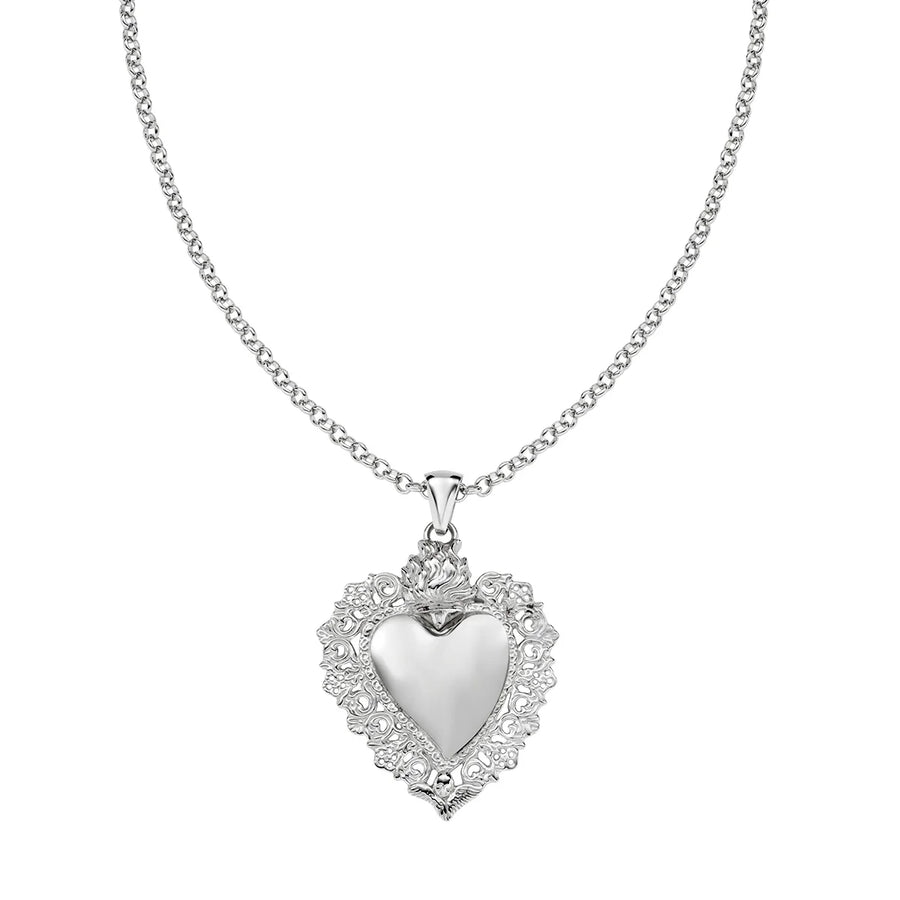 Collana donna Amen argento 925 rodiato con charm Sacro Cuore CLSCB2