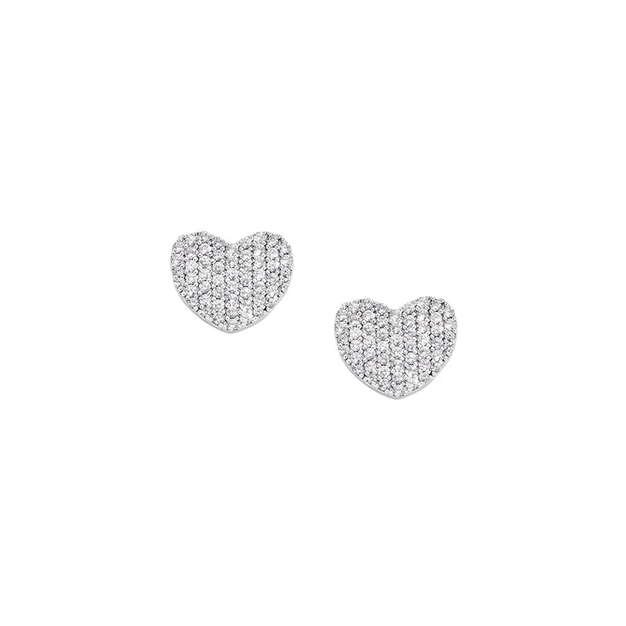 Orecchini donna Amen in Argento 925 Cuore Flat Pavé EFLHBBZ