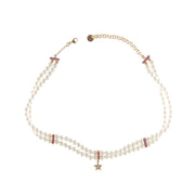Collana donna Rue des Mille Choker in argento 925 con perle e stella pendente GRZ-013 M1 AU