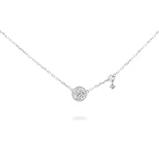 Collana donna Rue des Mille in argento con ciondolo cerchio pavè e mini castone GRZ-018 M1 CER