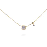 Collana donna Rue des Mille in argento con ciondolo quadrato pavè e castone GRZ-018 M1 TV
