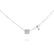 Collana donna Rue des Mille in argento con ciondolo quadrato pavè e castone GRZ-018 M1 TV