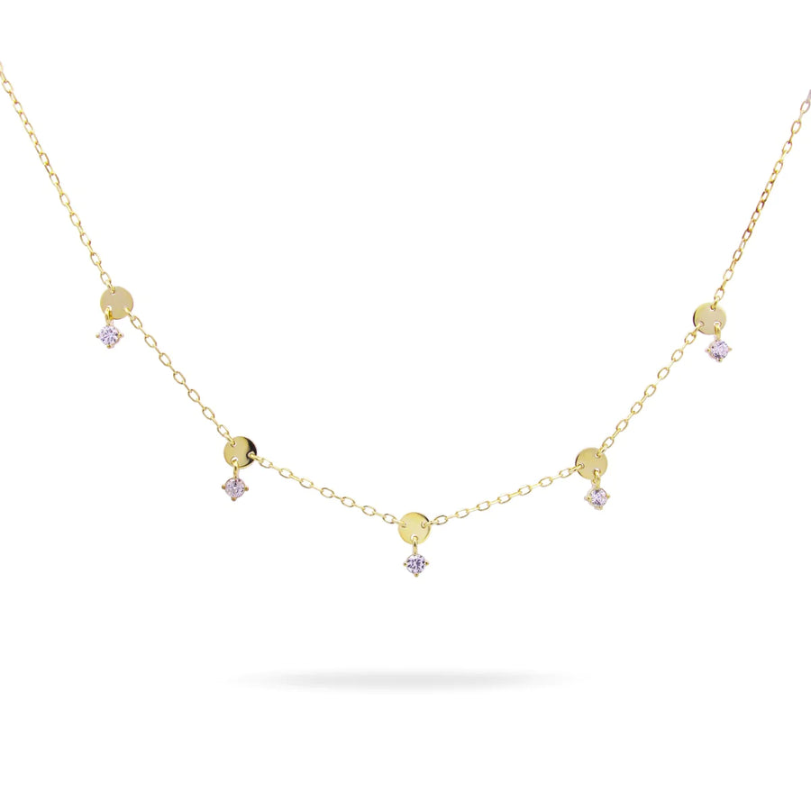 Collana donna Rue des Mille 5 dischetti e zirconi GRZ-020 M3