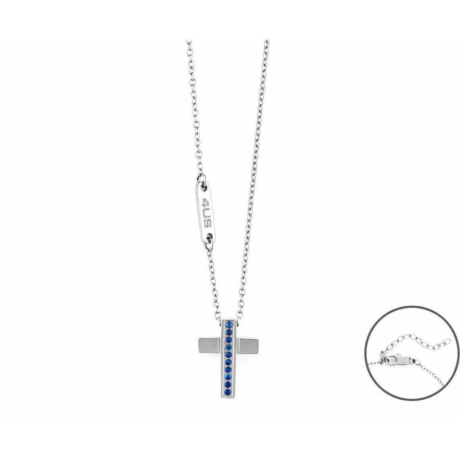 Collana uomo 4US Cesare Paciotti STEEL CROCE ZIRCONI BLU