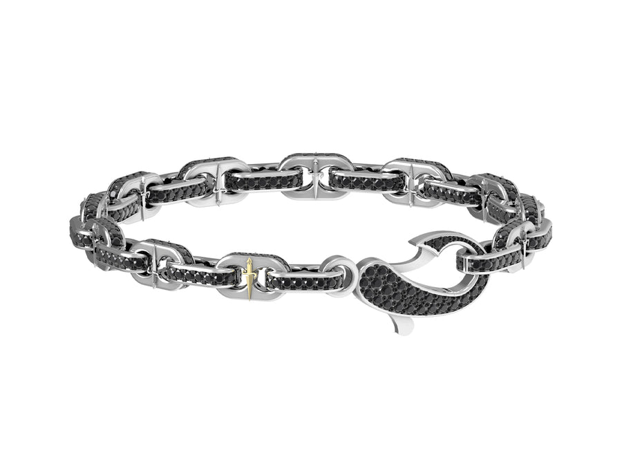 Bracciale uomo Cesare Paciotti in argento 925 con Spinelli Neri JPBR5009B
