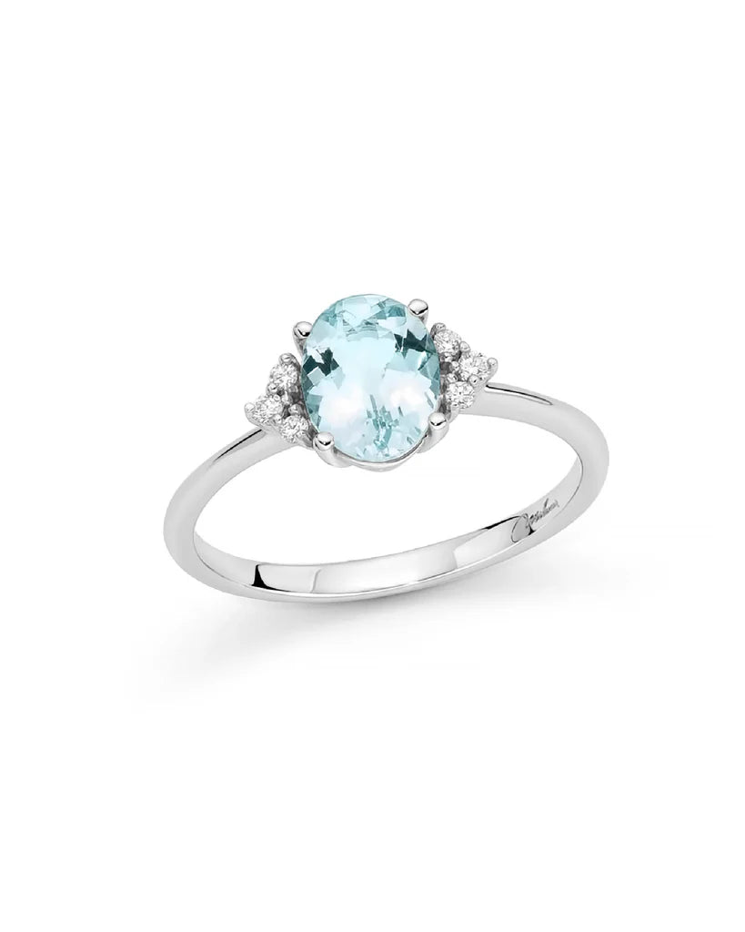 Anello donna Miluna in oro bianco e Acquamarina LID3767