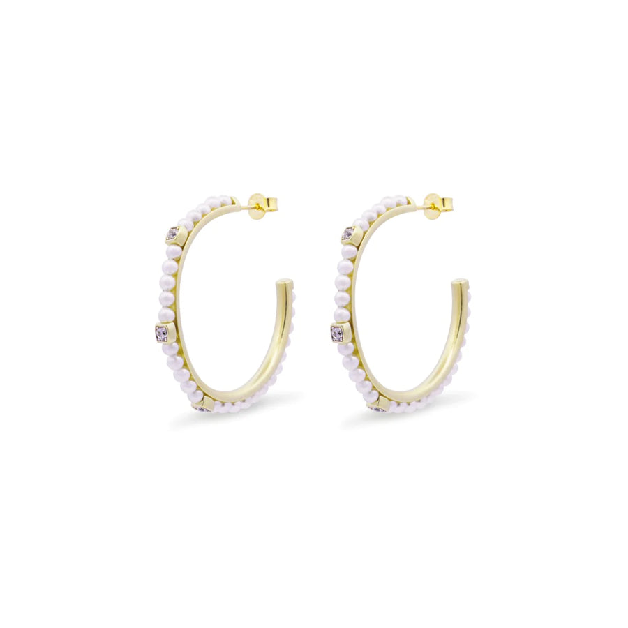 Orecchini donna Rue des Mille cerchio di perle e castone - WHITESIDE OR-019 M3 AU