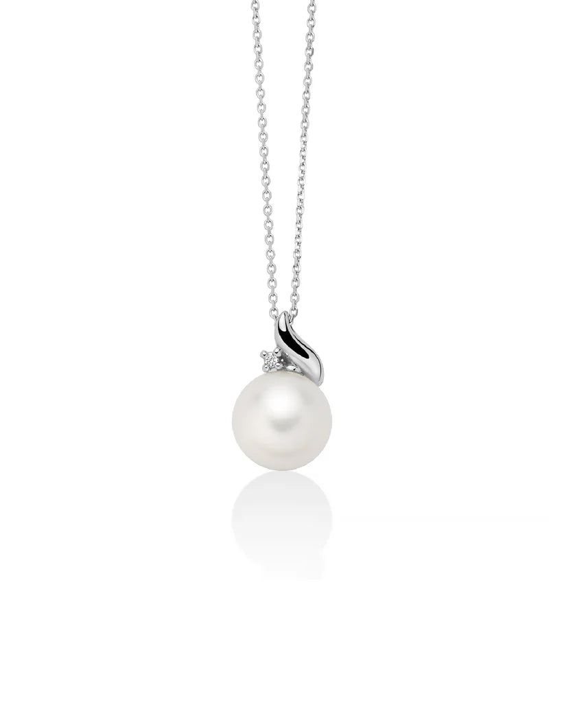 Collana donna Miluna in oro bianco 18 Kt con Diamanti e Perla PCL6556