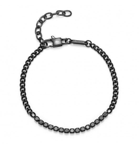 Bracciale uomo 4US Cesare Paciotti STEEL NERO ZIRCONI NERI 4UBR5602