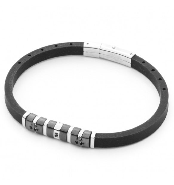 Bracciale uomo 4US Cesare Paciotti STEEL BLACK GOMMA NERA 4UBR5033