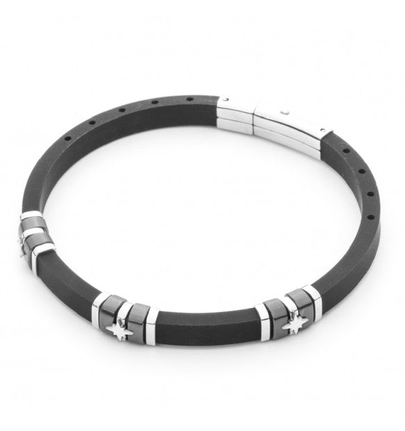 Bracciale uomo 4US Cesare Paciotti STEEL BLACK GOMMA NERA 4UBR5037