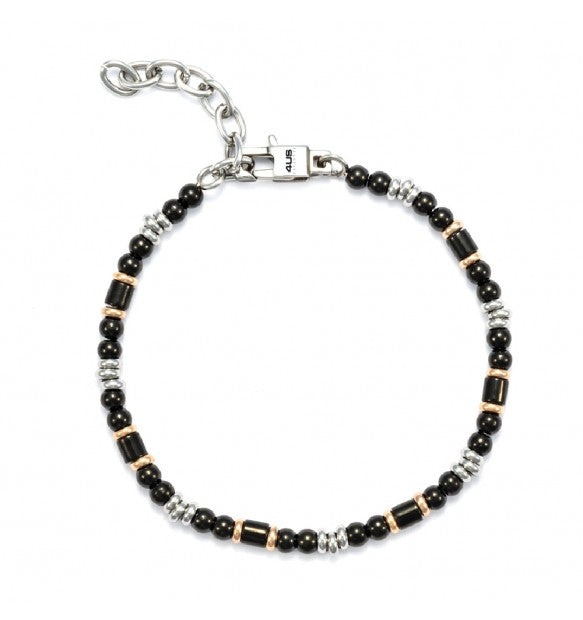 Bracciale uomo 4US Cesare Paciotti STEEL NERO ROSE PALLINATO 4UBR5571