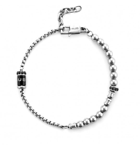 Bracciale uomo 4US Cesare Paciotti STEEL/NERO ZIRCONI NERI 4UBR5972