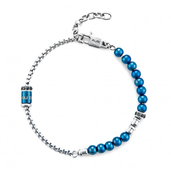 Bracciale uomo 4US Cesare Paciotti STEEL/BLU ZIRCONI NERI 4UBR5973