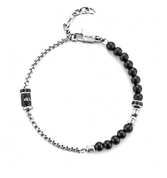 Bracciale uomo 4US Cesare Paciotti STEEL/NERO ZIRCONI NERI 4UBR5974