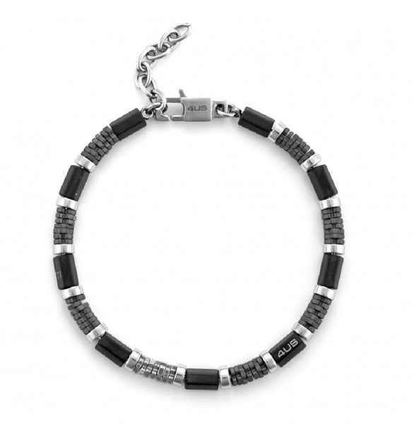 Bracciale uomo 4US Cesare Paciotti STEEL/NERO EMATITE GRIGIA 4UBR5975