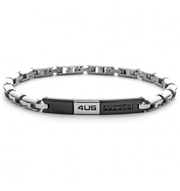 Bracciale uomo 4US Cesare Paciotti STEEL/NERO ZIRCONI NERI 4UBR5985