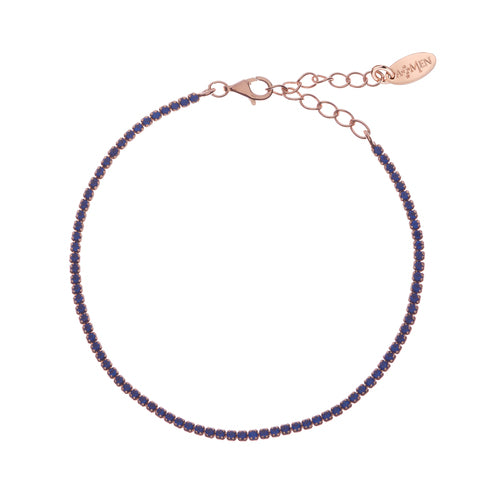 Bracciale Tennis Amen in argento 925 rosè con zirconi Blu BT1RBL17