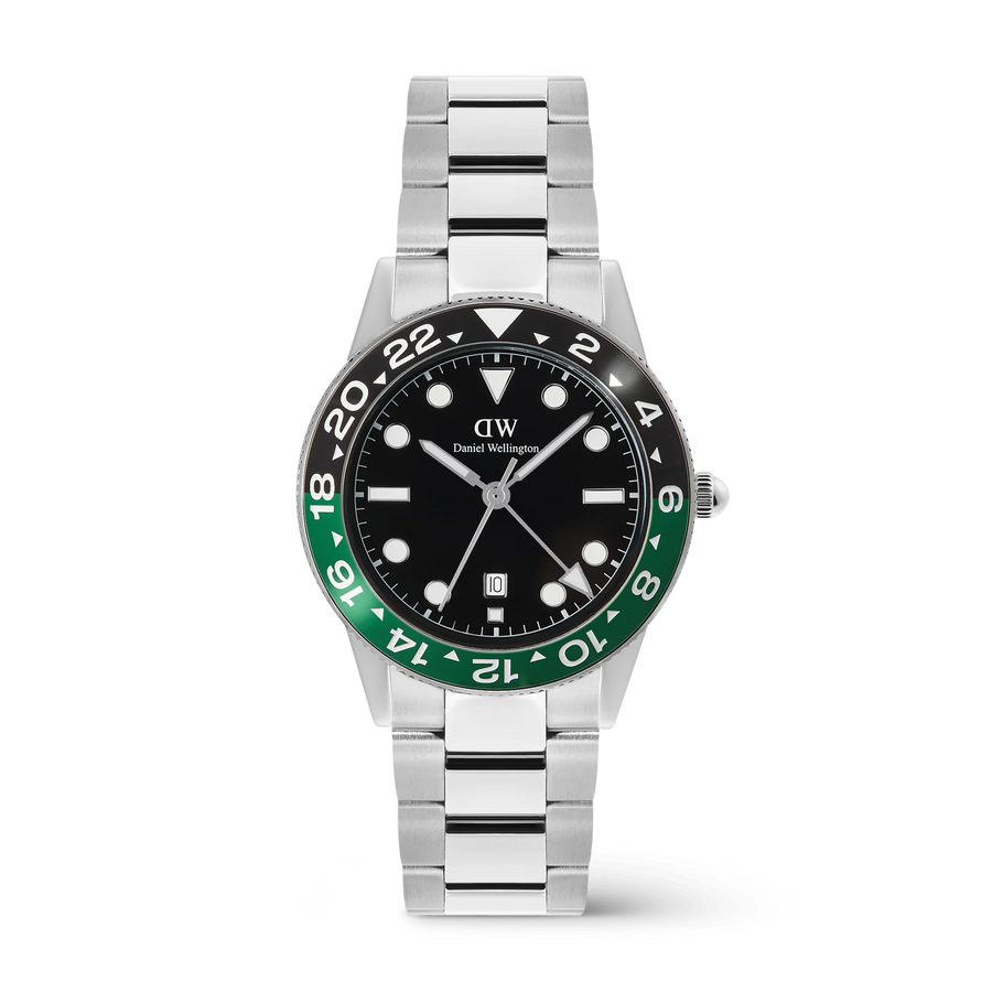 Orologio uomo Iconic GMT Link Black Green Ceramic Bezel Silver DW00100920