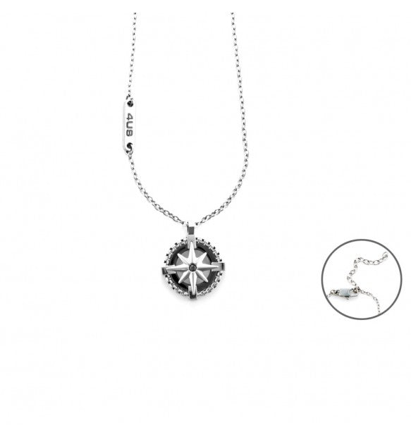 Collana uomo 4US Cesare Paiciotti STEEL/NERO ROSA ZIRCONI NERI 4UCL5953