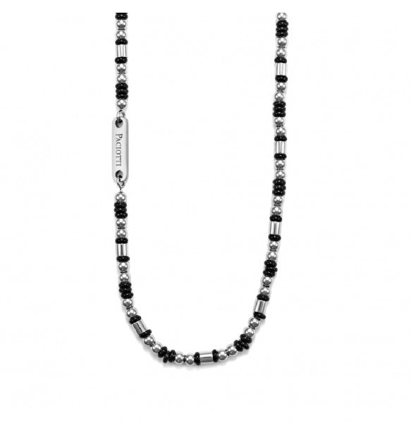 Collana uomo 4US Cesare Paciotti STEEL NERO PALLINATO 4UCL5564