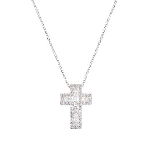 Collana donna Amen Doppia Croce con Zirconi Bianchi CLCRREBBBZ1