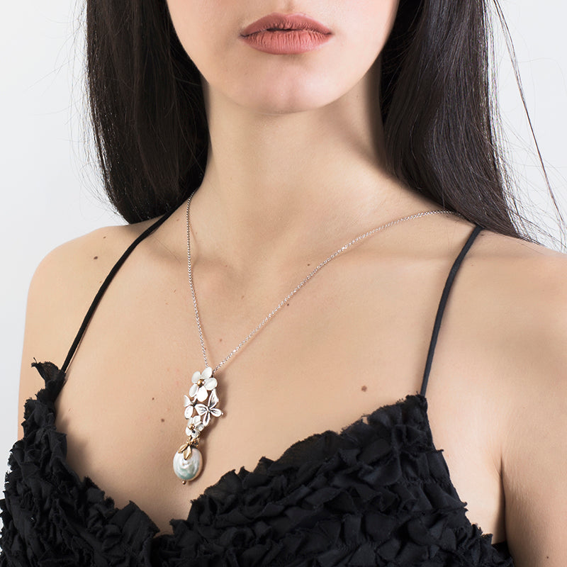 Collana donna Nemoris in argento bronzo e perla BCF07