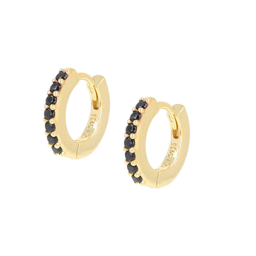 Orecchini Cerchio Amen in argento dorato 925 e zirconi neri ET1GN