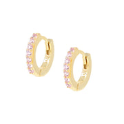 Orecchini Cerchio Amen in argento 925 dorato con zirconi rosa ET1GRO